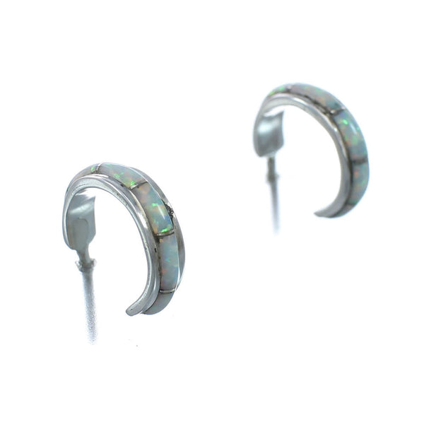 Southwest Opal Sterling Silver Post Hoop Earrings AX129933